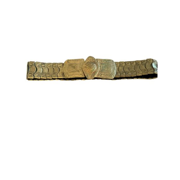 Vintage Womens Brass Turkish 32 Inches Belt Velvet Lining Handmade Hook Closue main image 6